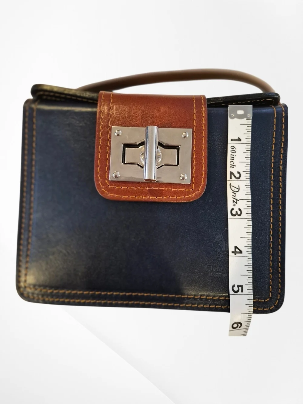 Vera Pelle Italian Leather Two-Tone Mini Structured Crossbody